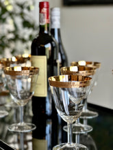 Load image into Gallery viewer, Set of Eight Gold Rimmed Wine Glasses