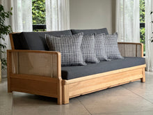 Load image into Gallery viewer, Vintage Beechwood Sleeper Couch
