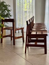 Load image into Gallery viewer, Set of 6 Kiaat Dining Chairs by DS Vorster & Co (4 with Leather)