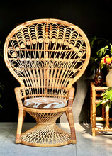 Load image into Gallery viewer, Vintage Cane & Rattan Peacock Chair