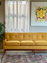 Load image into Gallery viewer, "Sunshine Mustard" Four Seater Vintage Couch