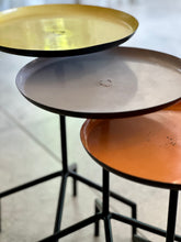 Load image into Gallery viewer, Set of Three Modernist Enamel Tray Side Tables