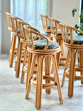 Load image into Gallery viewer, Set Of Vintage Cane Bar Chairs