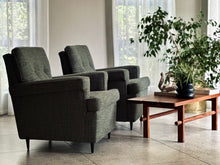 Load image into Gallery viewer, Pair of Upholstered Vintage Armchairs - Button Detail