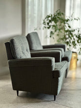 Load image into Gallery viewer, Pair of Upholstered Vintage Armchairs - Button Detail