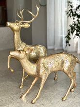 Load image into Gallery viewer, Large Solid Brass Buck & Doe Deer Pair (Floor Standing)