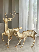 Load image into Gallery viewer, Large Solid Brass Buck & Doe Deer Pair (Floor Standing)