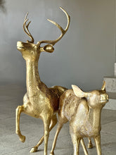 Load image into Gallery viewer, Large Solid Brass Buck & Doe Deer Pair (Floor Standing)