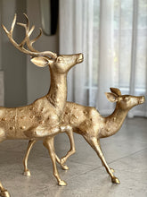 Load image into Gallery viewer, Large Solid Brass Buck & Doe Deer Pair (Floor Standing)