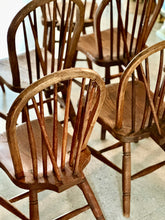 Load image into Gallery viewer, Set of Vintage Eight Windsor Spindle Chairs