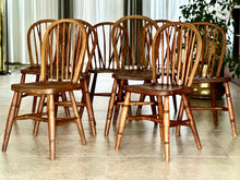 Load image into Gallery viewer, Set of Vintage Eight Windsor Spindle Chairs