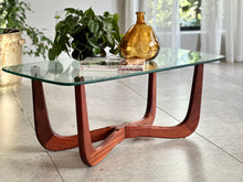 Load image into Gallery viewer, Vintage Glass Top Coffee Table & Solid X-Base
