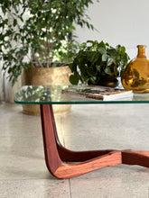 Load image into Gallery viewer, Vintage Glass Top Coffee Table & Solid X-Base