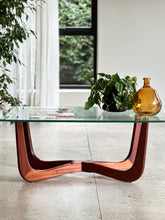 Load image into Gallery viewer, Vintage Glass Top Coffee Table & Solid X-Base