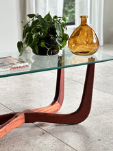 Load image into Gallery viewer, Vintage Glass Top Coffee Table & Solid X-Base