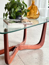 Load image into Gallery viewer, Vintage Glass Top Coffee Table & Solid X-Base