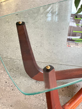 Load image into Gallery viewer, Vintage Glass Top Coffee Table & Solid X-Base