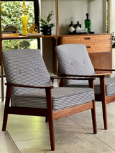Load image into Gallery viewer, Pair of Parker Knoll Armchairs - In Houndstooth