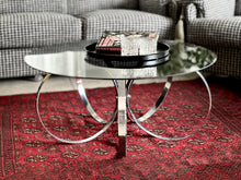 Load image into Gallery viewer, MCM Chrome Coffee Table with Smokey Glass Top