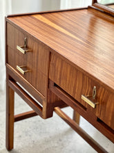 Load image into Gallery viewer, Mid-Century Dresser with Mirror & Stool