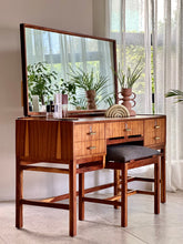 Load image into Gallery viewer, Mid-Century Dresser with Mirror & Stool