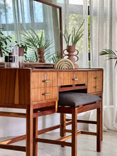 Load image into Gallery viewer, Mid-Century Dresser with Mirror & Stool