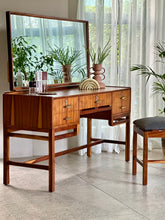 Load image into Gallery viewer, Mid-Century Dresser with Mirror & Stool