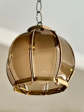 Load image into Gallery viewer, Retro Three Shade Smokey Glass and Brass Pendant