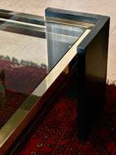 Load image into Gallery viewer, Modernist Marbled Stone, Brass & Glass Coffee Table