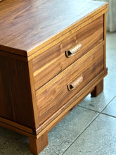 Load image into Gallery viewer, MCM Headboard With Pedestals in Walnut