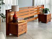 Load image into Gallery viewer, MCM Headboard With Pedestals in Walnut