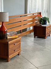 Load image into Gallery viewer, MCM Headboard With Pedestals in Walnut