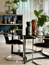 Load image into Gallery viewer, Round Smoked Glass & Black Steel Base, Dining Table