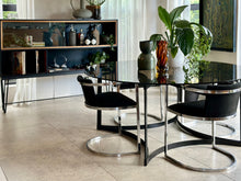 Load image into Gallery viewer, Round Smoked Glass & Black Steel Base, Dining Table