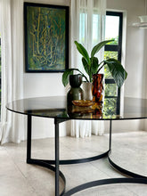 Load image into Gallery viewer, Round Smoked Glass & Black Steel Base, Dining Table