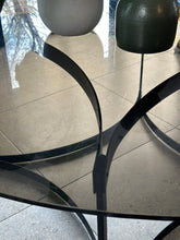 Load image into Gallery viewer, Round Smoked Glass & Black Steel Base, Dining Table