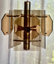 Load image into Gallery viewer, Retro Brass and Glass Panelled Ceiling Pendant