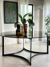 Load image into Gallery viewer, Round Smoked Glass & Black Steel Base, Dining Table
