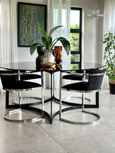 Load image into Gallery viewer, Round Smoked Glass & Black Steel Base, Dining Table