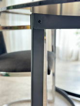 Load image into Gallery viewer, Round Smoked Glass & Black Steel Base, Dining Table