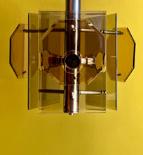 Load image into Gallery viewer, Retro Brass and Glass Panelled Ceiling Pendant