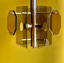 Load image into Gallery viewer, Retro Brass and Glass Panelled Ceiling Pendant