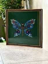 Load image into Gallery viewer, Vintage Butterfly Embroidery | Framed Textile Artwork