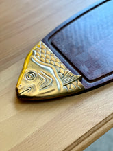 Load image into Gallery viewer, Vintage Wood Brass Fish Serving Tray