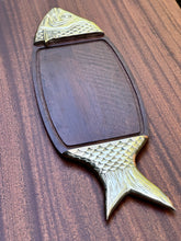 Load image into Gallery viewer, Vintage Wood Brass Fish Serving Tray