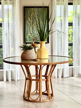 Load image into Gallery viewer, Vintage Cane and Wicker Round Dining Table