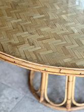 Load image into Gallery viewer, Vintage Cane and Wicker Round Dining Table