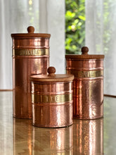 Load image into Gallery viewer, Set of Three Vintage Copper & Brass Containers