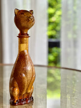 Load image into Gallery viewer, Vintage Amber Empoli Cat Glass Decanter