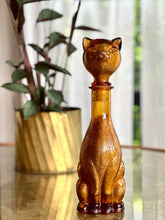 Load image into Gallery viewer, Vintage Amber Empoli Cat Glass Decanter